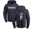 New England Patriots #33 Jeremy Hill Navy Blue Backer Pullover Hoodie