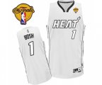 Miami Heat #1 Chris Bosh Authentic White On White Finals Patch Basketball Jersey