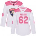 Women's Florida Panthers #62 Denis Malgin Authentic White Pink Fashion NHL Jersey
