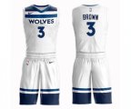 Minnesota Timberwolves #3 Anthony Brown Swingman White Basketball Suit Jersey - Association Edition