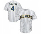 Milwaukee Brewers #4 Paul Molitor Replica White Alternate Cool Base Baseball Jersey