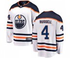 Edmonton Oilers #4 Kris Russell Authentic White Away Fanatics Branded Breakaway NHL Jersey