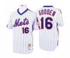 New York Mets #16 Dwight Gooden Authentic White Blue Strip Throwback Baseball Jersey