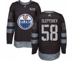 Edmonton Oilers #58 Anton Slepyshev Authentic Black 1917-2017 100th Anniversary NHL Jersey