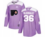 Adidas Philadelphia Flyers #36 Colin McDonald Authentic Purple Fights Cancer Practice NHL Jersey