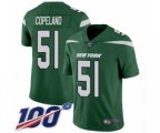 New York Jets #51 Brandon Copeland Green Team Color Vapor Untouchable Limited Player 100th Season Football Jersey