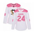 Women Pittsburgh Penguins #24 Dominik Kahun Authentic White Pink Fashion Hockey Jersey