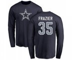 Dallas Cowboys #35 Kavon Frazier Navy Blue Name & Number Logo Long Sleeve T-Shirt