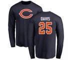 Chicago Bears #25 Mike Davis Navy Blue Name & Number Logo Long Sleeve T-Shirt