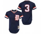 Detroit Tigers #3 Alan Trammell Authentic Blue Throwback Baseball Jersey