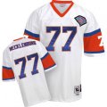 Denver Broncos #77 Karl Mecklenburg White With 75TH Patch Authentic Throwback NFL Jersey