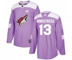 Arizona Coyotes #13 Vinnie Hinostroza Authentic Purple Fights Cancer Practice Hockey Jersey