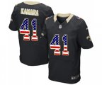New Orleans Saints #41 Alvin Kamara Elite Black Home USA Flag Fashion Football Jersey