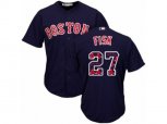 Boston Red Sox #27 Carlton Fisk Authentic Navy Blue Team Logo Fashion Cool Base MLB Jersey