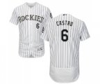 Colorado Rockies #6 Daniel Castro White Home Flex Base Authentic Collection Baseball Jersey