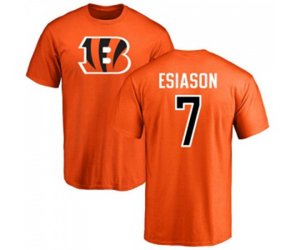 Cincinnati Bengals #7 Boomer Esiason Orange Name & Number Logo T-Shirt