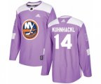 New York Islanders #14 Tom Kuhnhackl Authentic Purple Fights Cancer Practice NHL Jersey