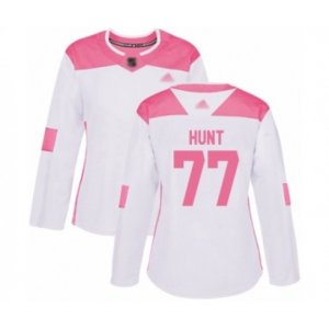 Women\'s Minnesota Wild #77 Brad Hunt Authentic White Pink Fashion Hockey Jersey
