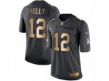 Buffalo Bills #12 Jim Kelly Limited Black Gold Salute to Service NFL Jersey