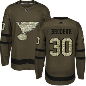 St. Louis Blues #30 Martin Brodeur Authentic Green Salute to Service NHL Jersey