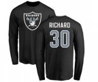 Oakland Raiders #30 Jalen Richard Black Name & Number Logo Long Sleeve T-Shirt