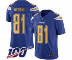 Los Angeles Chargers #81 Mike Williams Limited Electric Blue Rush Vapor Untouchable 100th Season Football Jersey