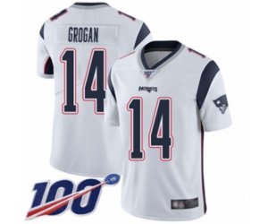 New England Patriots #14 Steve Grogan White Vapor Untouchable Limited Player 100th Season Football Jersey
