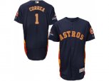Houston Astros #1 Carlos Correa Navy Blue FlexBase Authentic 2018 Gold Program Cool Base Stitched Baseball Jersey