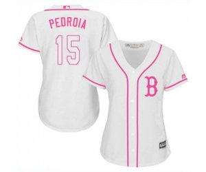 Women\'s Boston Red Sox #15 Dustin Pedroia Replica White Fashion Baseball Jersey