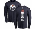 Edmonton Oilers #28 Kyle Brodziak Navy Blue Backer Long Sleeve T-Shirt