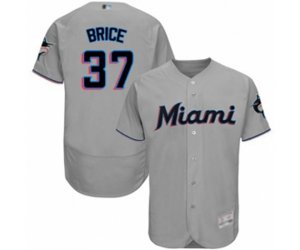 Miami Marlins Austin Brice Grey Road Flex Base Authentic Collection Baseball Player Jersey