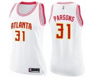 Women\'s Atlanta Hawks #31 Chandler Parsons Swingman White Pink Fashion Basketball Jersey