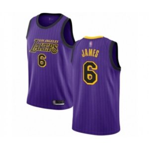 Los Angeles Lakers #6 LeBron James Swingman Purple Basketball Jersey - City Edition