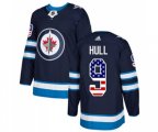 Winnipeg Jets #9 Bobby Hull Authentic Navy Blue USA Flag Fashion NHL Jersey