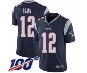 New England Patriots #12 Tom Brady Navy Blue Team Color Vapor Untouchable Limited Player 100th Season Football Jersey