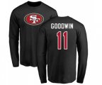 San Francisco 49ers #11 Marquise Goodwin Black Name & Number Logo Long Sleeve T-Shirt