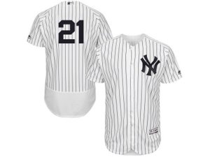 New York Yankees #21 Paul O\'Neill White Navy Flexbase Authentic Collection MLB Jersey