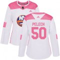 Women New York Islanders #50 Adam Pelech Authentic White Pink Fashion NHL Jersey