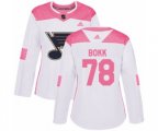 Women Adidas St. Louis Blues #78 Dominik Bokk Authentic White Pink Fashion NHL Jersey