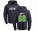 Seattle Seahawks #68 Justin Britt Navy Blue Name & Number Logo Pullover Hoodie