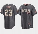 Washington Nationals #23 Nelson Cruz 2022 Grey City Connect Cherry Blossom Cool Base Stitched Jersey