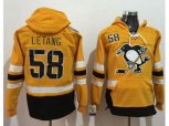 Pittsburgh Penguins #58 Kris Letang Gold Sawyer Hooded Sweatshirt 2017 Stadium Series Stitched NHL Jersey