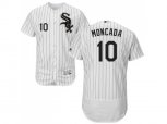 Chicago White Sox #10 Yoan Moncada White(Black Strip) Flexbase Authentic Collection Stitched MLB Jersey