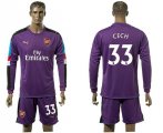 2017-18 Arsenal 33 CECH Purple Long Sleeve Goalkeeper Soccer Jersey