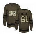 Philadelphia Flyers #61 Justin Braun Authentic Green Salute to Service Hockey Jersey