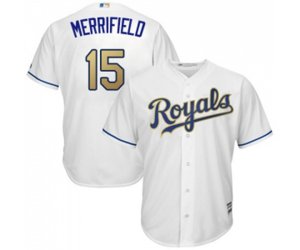 Kansas City Royals #15 Whit Merrifield Replica White Home Cool Base Baseball Jersey