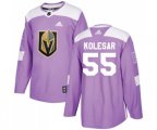 Vegas Golden Knights #55 Keegan Kolesar Authentic Purple Fights Cancer Practice NHL Jersey