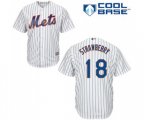 New York Mets #18 Darryl Strawberry Replica White Home Cool Base Baseball Jersey
