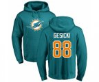 Miami Dolphins #88 Mike Gesicki Aqua Green Name & Number Logo Pullover Hoodie
