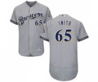 Milwaukee Brewers #65 Burch Smith Grey Road Flex Base Authentic Collection Baseball Jersey